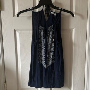 Navy Embroidered Women's Top size small